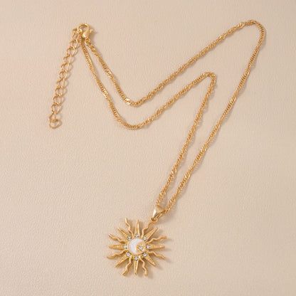 1 pezzo di strass brillanti dal design unico, sole, stella, luna, tre in uno, collana con ciondolo, gioielli da festa versatili quotidiani da donna retrò