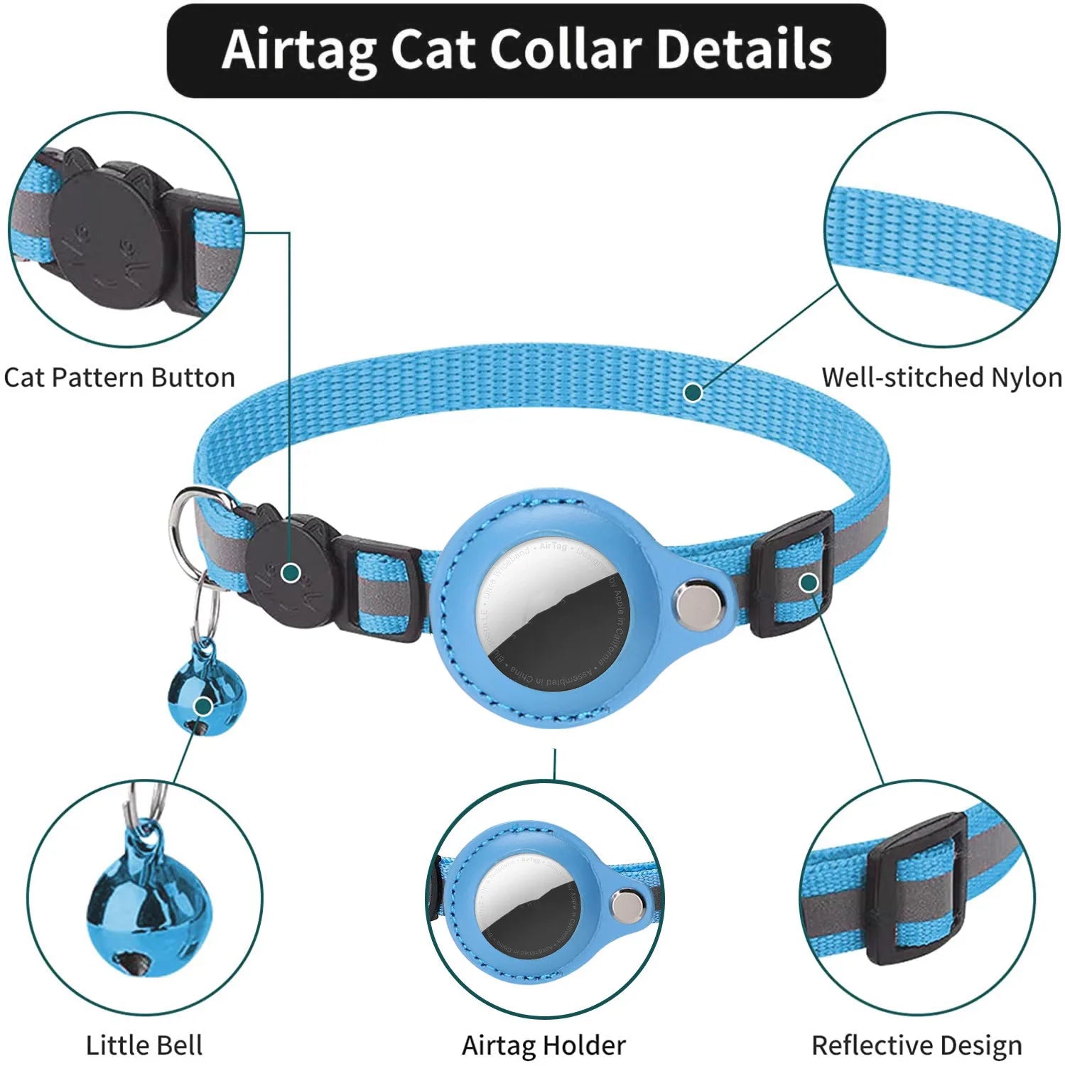 Collare per custodia Airtag per gatto con custodia protettiva per localizzatore anti smarrimento Accessori per cani Collare per animali riflettente Forniture per animali domestici