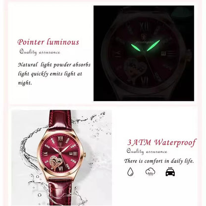 POEDAGAR Orologi casual di lusso per donna Orologio da donna in pelle con calendario impermeabile Orologio da polso al quarzo da donna di moda di alta qualità