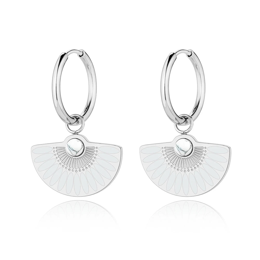 Lokaer Trendy Bohemia Fan Hoop orecchini per donna ragazze orecchini in acciaio inossidabile placcato oro 18 carati fatti a mano con smalto colorato E22200
