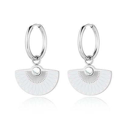 Lokaer Trendy Bohemia Fan Hoop orecchini per donna ragazze orecchini in acciaio inossidabile placcato oro 18 carati fatti a mano con smalto colorato E22200