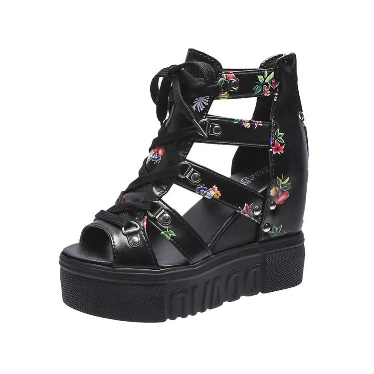 Women Shoes 2025 Summer Sandals 12cm Wedge Platform Open Toe Sandals Woman Rome High Heels Casual Shoes Lady Female Sandalias