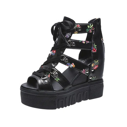 Women Shoes 2025 Summer Sandals 12cm Wedge Platform Open Toe Sandals Woman Rome High Heels Casual Shoes Lady Female Sandalias