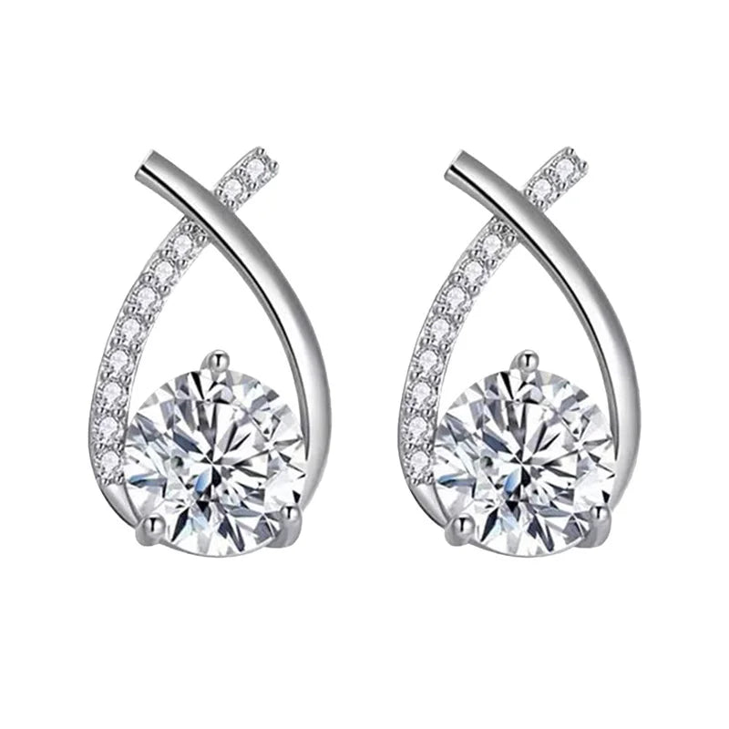 SKEDS Orecchini a croce alla moda per donne Ragazze Stile coreano Eleganti gioielli in cristallo Anelli per orecchie Orecchini a coda di pesce da donna Regalo