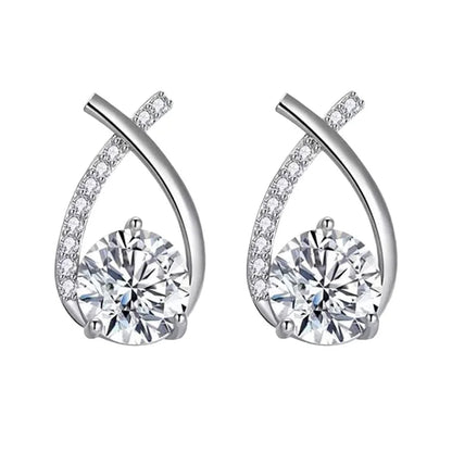 SKEDS Orecchini a croce alla moda per donne Ragazze Stile coreano Eleganti gioielli in cristallo Anelli per orecchie Orecchini a coda di pesce da donna Regalo