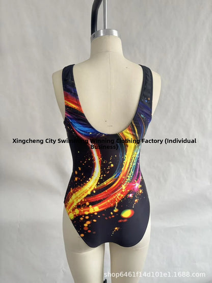 2026 New Cross-Border One-Piece Swimsuit Design Sensation Beach Vacation Swimwear Slimming Meat Covering Polyester Fabric