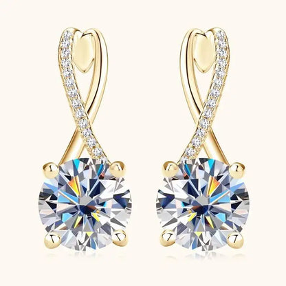 Taoyu D2.0CT Moissanite Drop Hie Orecchini in vero argento da donna Cerchi placcati in oro Orecchino infinito Gioielli da sposa certificati