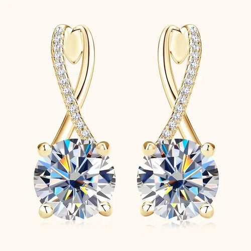 Taoyu D2.0CT Moissanite Drop Hie Orecchini in vero argento da donna Cerchi placcati in oro Orecchino infinito Gioielli da sposa certificati