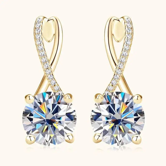 Taoyu D2.0CT Moissanite Drop Hie Orecchini in vero argento da donna Cerchi placcati in oro Orecchino infinito Gioielli da sposa certificati