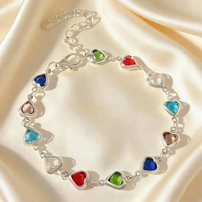 Bracciale con zirconi colorati per donna, accessorio gioiello di alta gamma, dolce e lussuoso