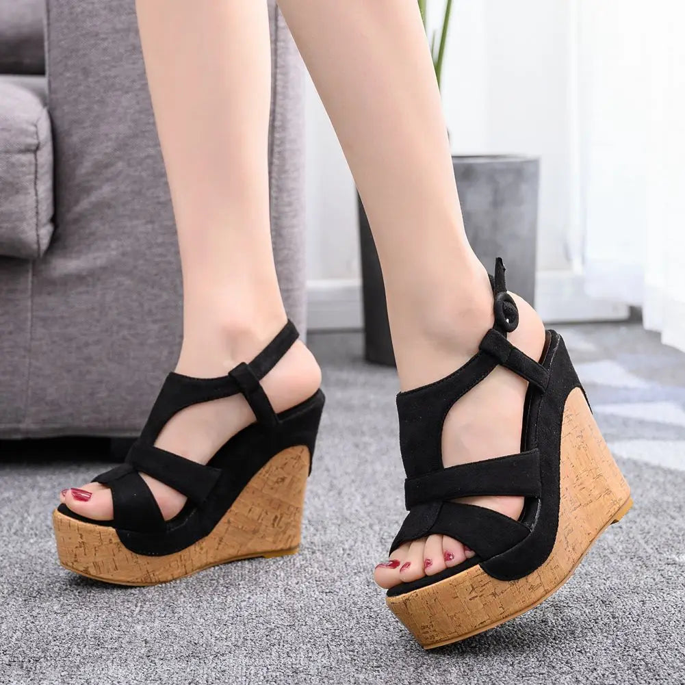 Sandali con plateau Summer Fashion Women Bohemia Style tacco alto bocca di pesce Peep Toe zeppe scarpe per le donne Sandalias De Mujer