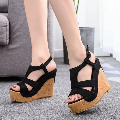 Sandali con plateau Summer Fashion Women Bohemia Style tacco alto bocca di pesce Peep Toe zeppe scarpe per le donne Sandalias De Mujer