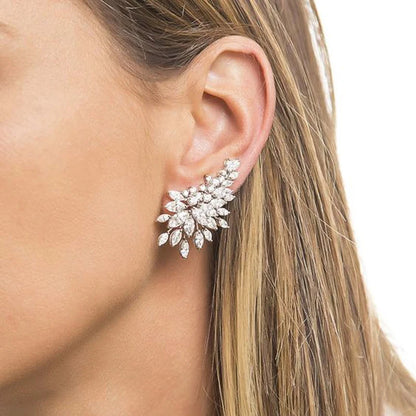 Huitan Orecchini a bottone con zirconi scintillanti da donna Splendidi accessori per piercing all'orecchio alla moda per la festa nuziale femminile Nuovi gioielli