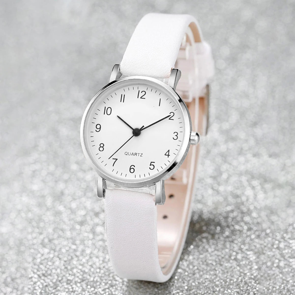 2 pz/set orologio da donna moda piccolo quadrante arabo cinturino in pelle orologi al quarzo perle Set di braccialetti a farfalla (senza scatola)