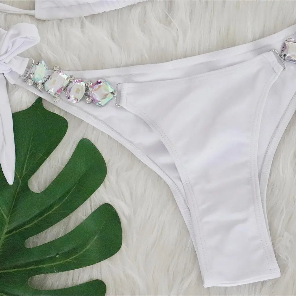 Costume da bagno femminile con strass ingioiellati e diamanti Costume da bagno donna Costume da bagno bikini a due pezzi Costume da bagno brasiliano Swim Lady