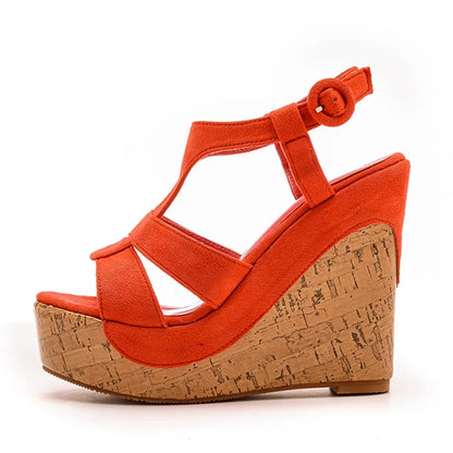 Sandali con plateau Summer Fashion Women Bohemia Style tacco alto bocca di pesce Peep Toe zeppe scarpe per le donne Sandalias De Mujer