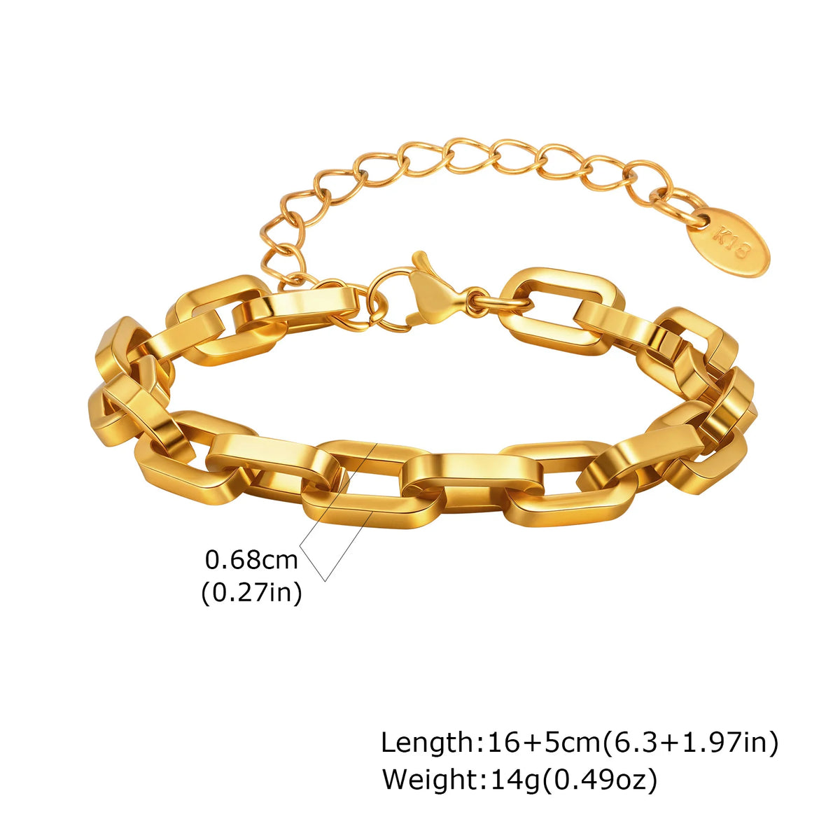 Braccialetti a ginocchiera robusti e audace da donna, bracciale a catena a maglie con fibbia OT in acciaio inossidabile placcato oro senza appannamento