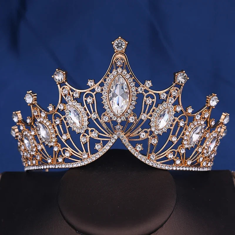 Corona da sposa Barocca Vintage Principessa Regina Copricapo Tiara di cristallo per le donne Corona da sposa Accessori per capelli Gioielli