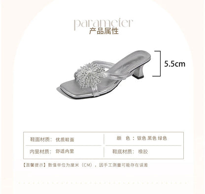 Damen-Sommersandalen 2026 Neue High-End-Outdoor-Trend-Strass-Sandalen mit klobigem Absatz