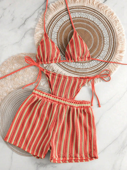 Sexy Bikini 2026 Women 3 Pieces Swimwear Female High Waist Swimsuit Orange Bathers Swimming Bathing Swim Suit Summer Beachwear