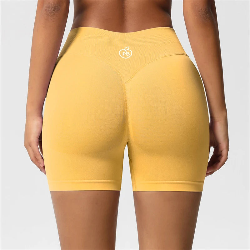 Pantaloncini sportivi modellanti a tre sezioni di vita da donna Pantaloncini sportivi senza cuciture per donna Ciclismo Jogging Fitness Vita alta Push Up