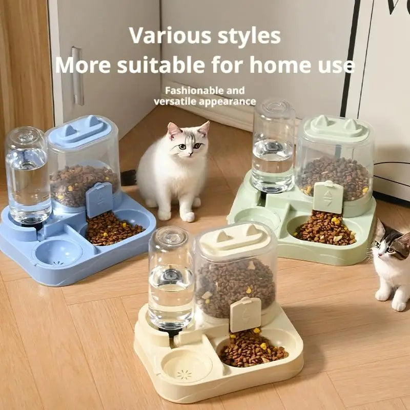 Distributore Automatico di Cibo e Acqua per Gatti Tutto-in-Uno, Dispenser di Cibo e Acqua per Animali Domestici con Grande Capacità di Stoccaggio, Accessori per Animali