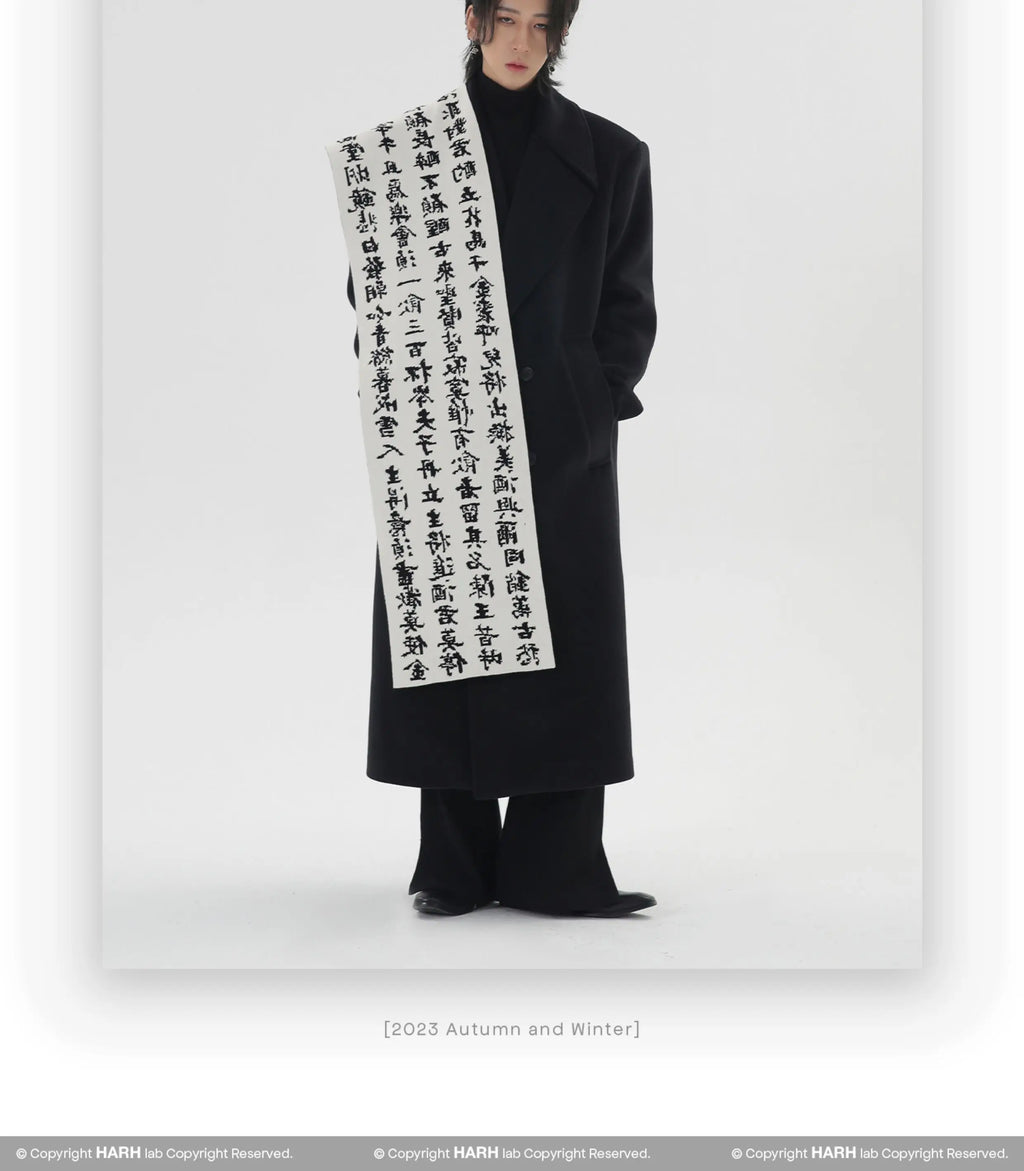 Sciarpa in pelliccia di coniglio sintetica con calligrafia di poesie in stile cinese Inverno Uomo Donna Scaldacollo a doppia faccia bianco nero caldo