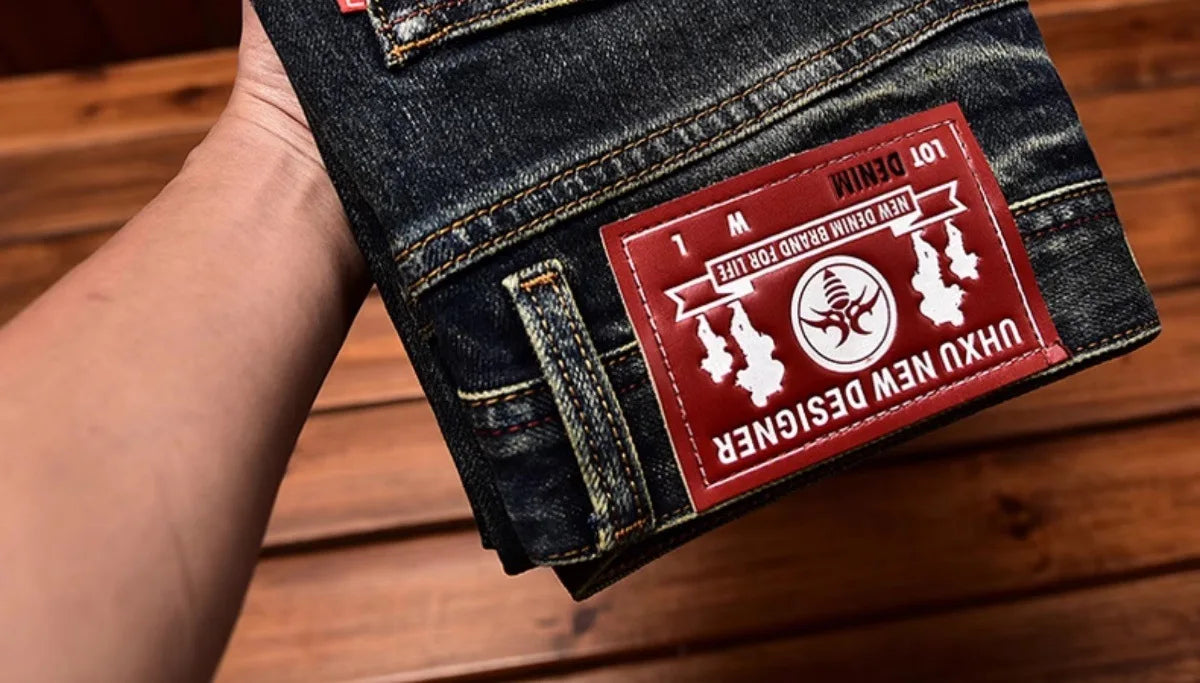 Jeans nostalgici retrò Moda classica da uomo 2025 Nuova caduta Slim Fit Dritto Alla moda Casual Pantaloni lunghi in denim abbinati