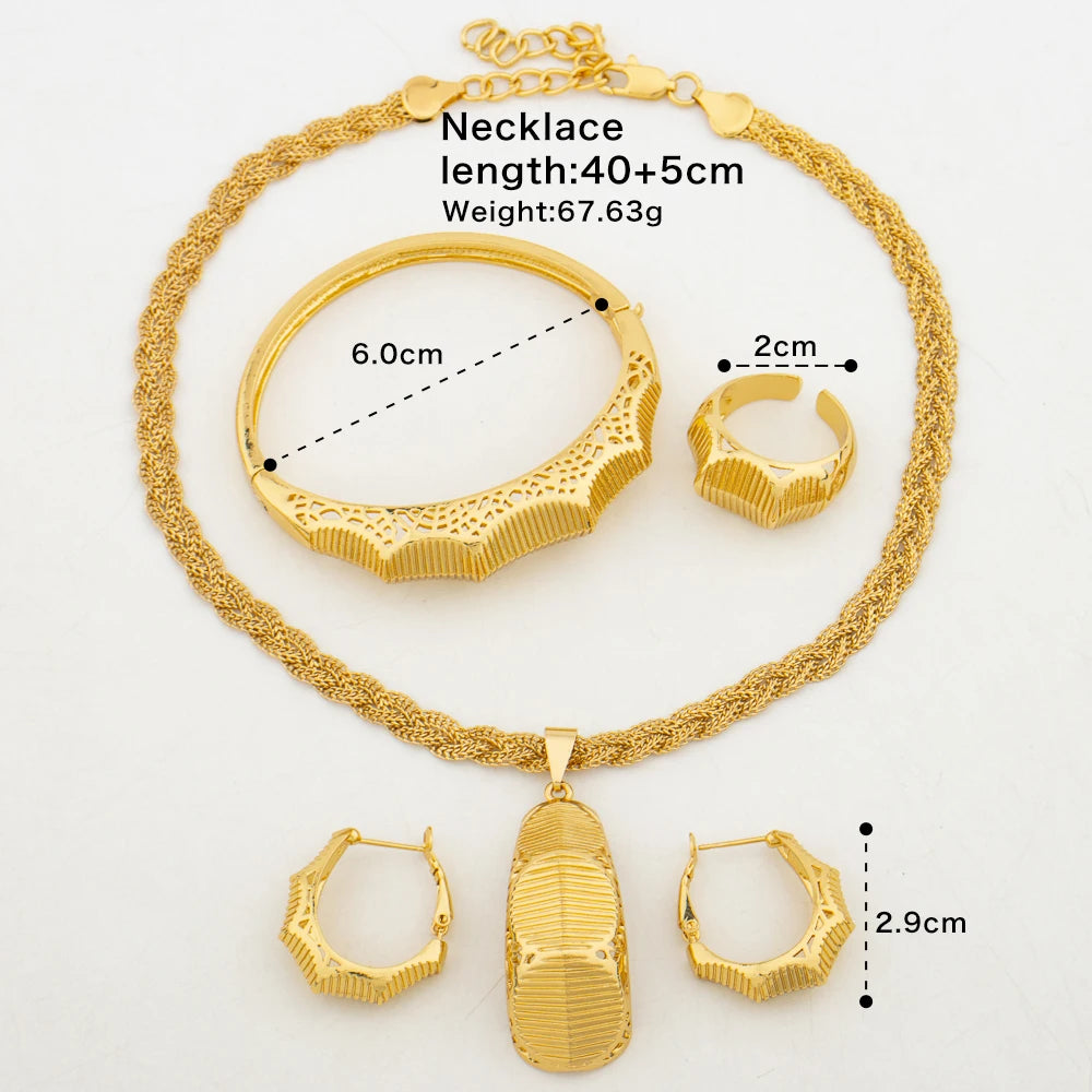 Modeschmuckset für Damen Halskette und Ohrringe mit Armband-Ring-Set für Hochzeiten Partyschmuckset Geschenke