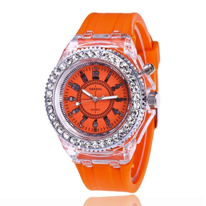 led Flash Orologio luminoso Tendenze della personalità studenti amanti gelatine donna orologi da uomo 7 colori luce Orologio da polso bayan kol saati