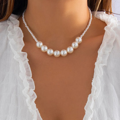 2023 tendenza elegante gioielli da sposa grande collana di perle per le donne moda imitazione perla verde rosa pietra di colore collana girocollo