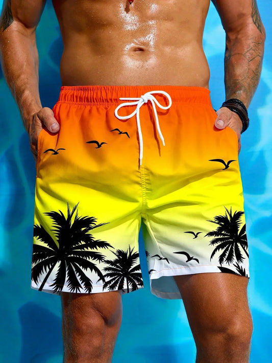2025 Pantaloncini da spiaggia hawaiani estivi Vacanza Casual Stampa scozzese colorata Abbigliamento sportivo Tronchi ad asciugatura rapida Pantaloncini da ghiaccio Costume da bagno Hawaii