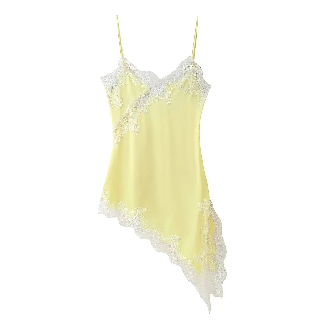 HH Summer Sexy Party Sling Dress per le donne senza maniche asimmetria pizzo splicing backless halter neck moda abiti slim
