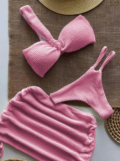 Sexy One-Shoulder-Bikini-Set für Damen mit Cut-Outs, hoher Taille, rückenfreier Badeanzug mit herausnehmbaren Polstern, Sommerstrandmode