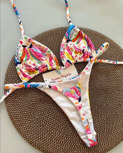 2026 New Sexy Prints Mciro Bikini Set Women Holiday Swimsuit Lace-up Swimwear 2 Piece Set Backless Biquine Brasileiro Beachwear