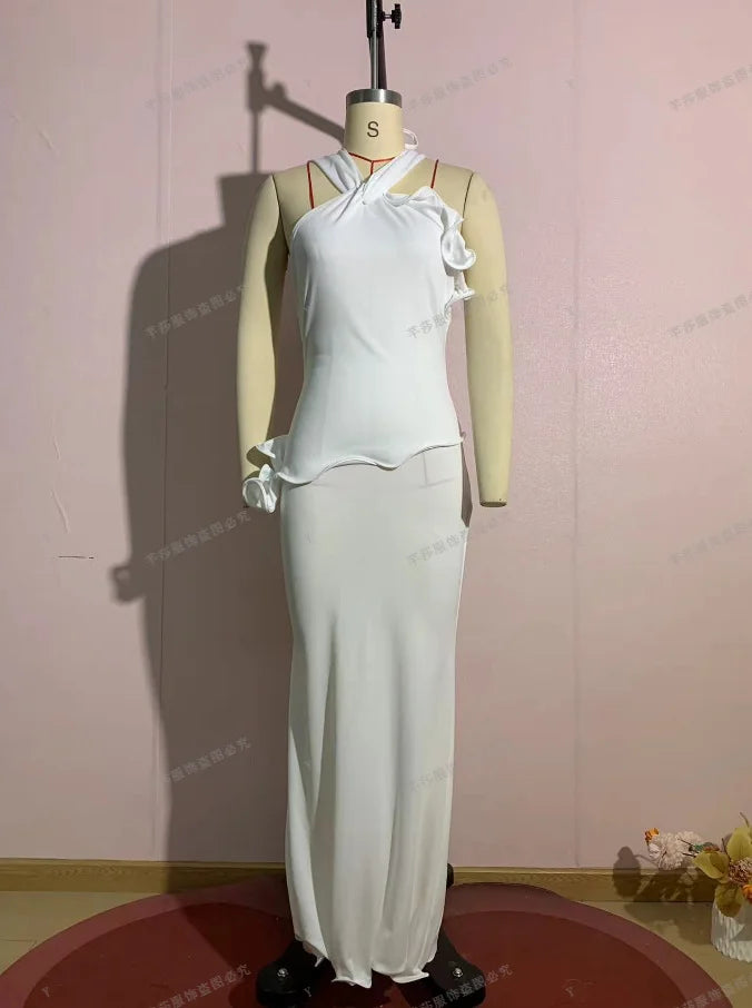 Abiti da donna Primavera 2026 Nuovi, con scollo all'americana, tinta unita, sexy, senza schienale, eleganti, dal taglio slim, che avvolgono i fianchi, lunghi