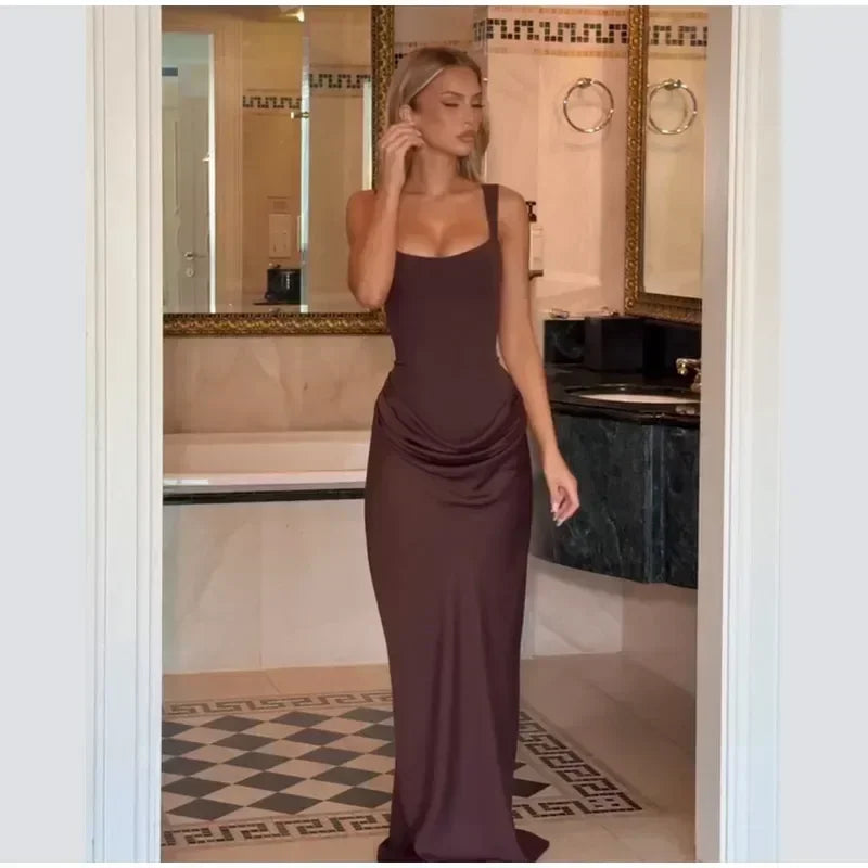 Mini abito da donna con scollo a V e scollo all'americana senza schienale Moda senza maniche a vita alta Abiti aderenti 2025 Nuova estate Lady Party Holiday Robes