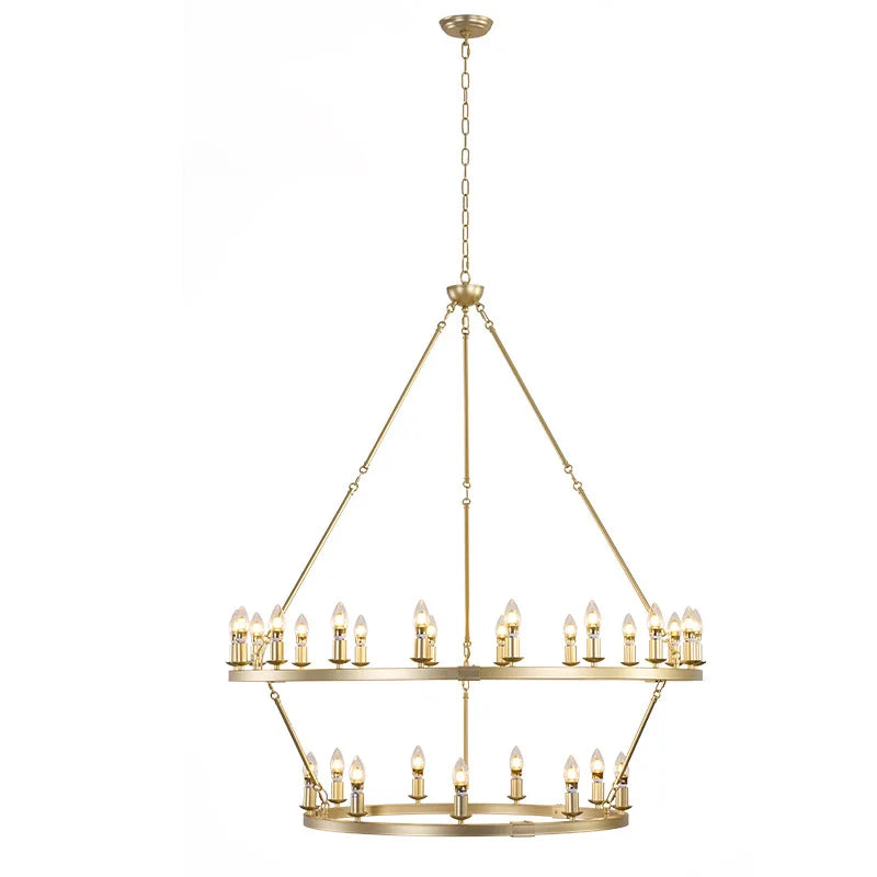 American Wagon Wheel Chandelier light Retro Industrial Candle Large Hanging lamp For Cafe Restaurant Bar Round Ceiling Lamp
