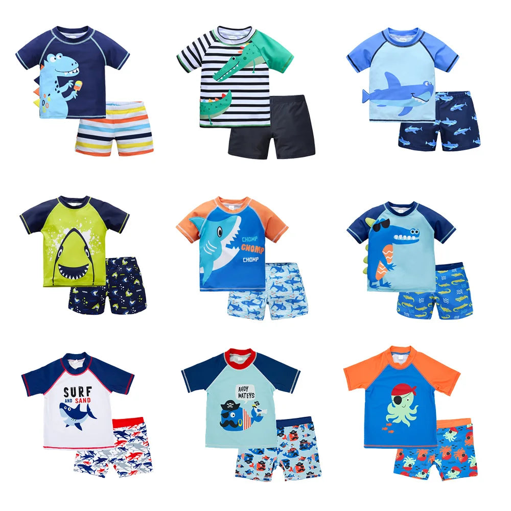 2 pezzi costumi da bagno per ragazzi estate stampa di cartoni animati costume da bagno per bambini abbigliamento da surf per bambini