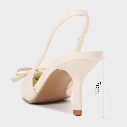 Sandales d'été à talons hauts pour femmes Élégante décoration de nœud Mode Fête Mariage Chaussures élégantes à talon aiguille sexy pour femmes