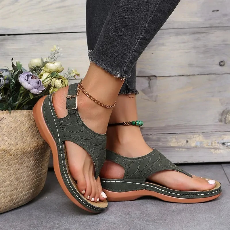 Sandales d'été pour femmes sandales romaines de plage à talon compensé antidérapantes d'extérieur pour filles à bout ouvert