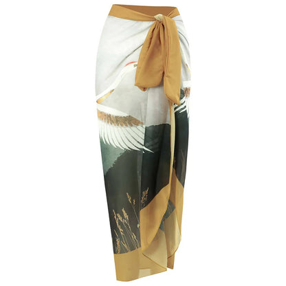 Nuovo Abito da Spiaggia Sexy con Stampa Retrò 2026, Copricostume Lungo, Gonna per Feste, Costume da Bagno, Abbigliamento da Spiaggia
