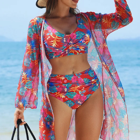 2026 Print Sexy Bikinis Swimsuit Women Swimwear Push Up Female Beach Swim Wear Three-Piece Bathing Suits Bikini Set Pool Bather