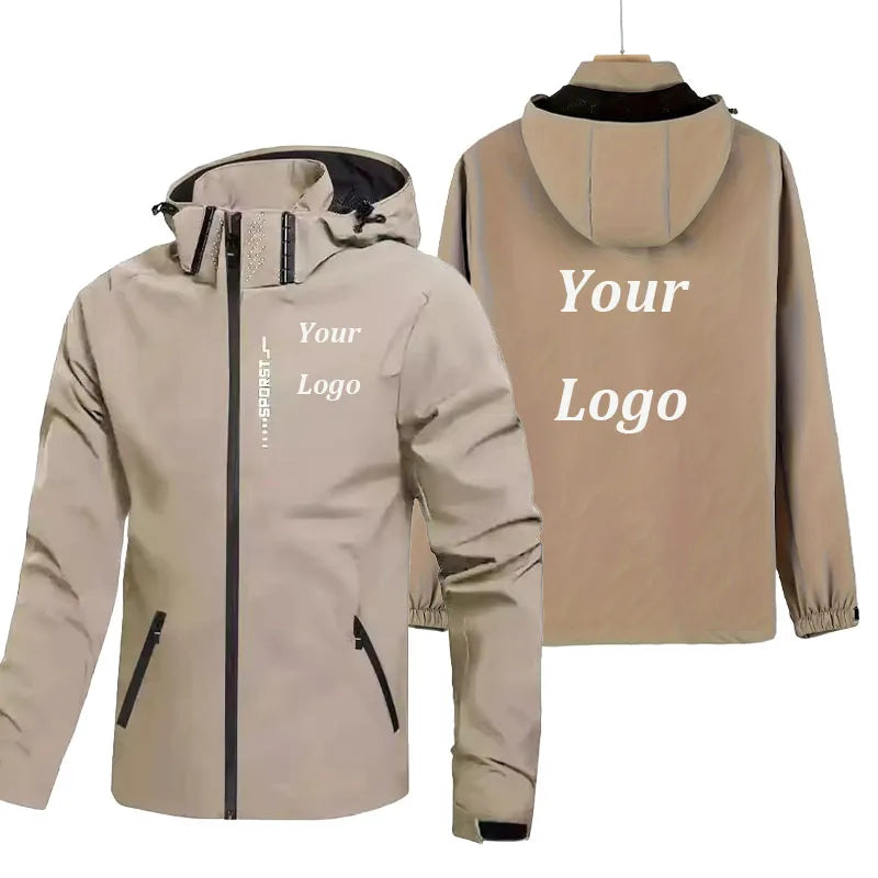 Giacca Antivento per Sport all'Aperto da Uomo e Donna, Impermeabile per Primavera/Autunno, Cappotto da Escursionismo con Cappuccio, Impermeabile con Logo Personalizzato
