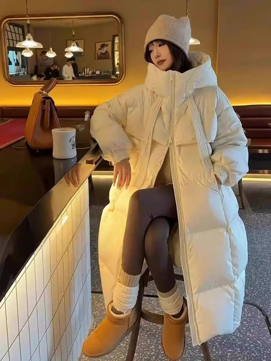 2026 Nuova Giacca Invernale in Cotone da Donna, Cappotto Lungo Stile Coreano, Giacca con Cappuccio Spessa e alla Moda, Cappotto Caldo da Donna