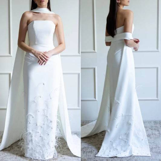 Abiti lunghi senza spalline dritti con strass in jersey casual formale personalizzato Abiti da cerimonia su misura Stile classico moderno