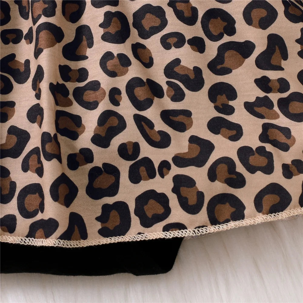 0-18 mesi vestito da neonata con fiocco manica lunga abiti leopardati tutina abbigliamento autunno infantile moda tuta carina