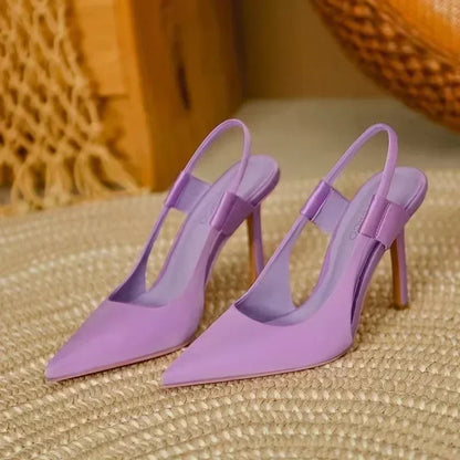 Sandales d'été pour femmes 2026 : Sandales de luxe à bride arrière pour femmes, à bout effilé, à enfiler, à talon aiguille fin, chaussures élégantes à talons pour femmes