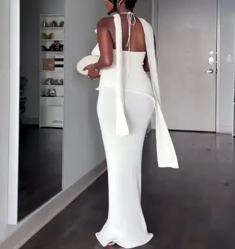 Abiti da donna Primavera 2026 Nuovi, con scollo all'americana, tinta unita, sexy, senza schienale, eleganti, dal taglio slim, che avvolgono i fianchi, lunghi