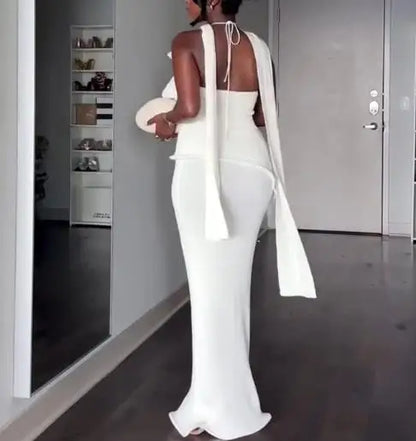 Abiti da donna Primavera 2026 Nuovi, con scollo all'americana, tinta unita, sexy, senza schienale, eleganti, dal taglio slim, che avvolgono i fianchi, lunghi